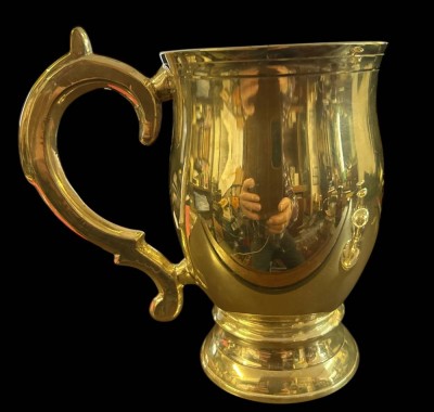 Auktion 361<br>engl. Bierkrug, plated E.P.N.S., H-14 cm [1]