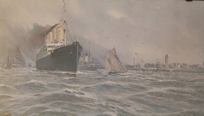 Auktion 361<br>Kunstdruck nach Willy Stöwer , BG 28x 48cm, verblichen [1]