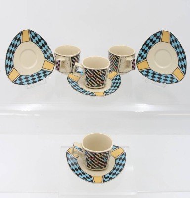 Auktion 361<br>4 x Tassen mit U.T., Rosenthal, Serie Flash, Entw. Dorothe Hafner, Tassen H-5,5cm [1]