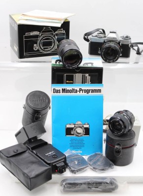 Auktion 361<br>Fotoapparat Minolta XD-7 mit div. Zubehör u.a. 2 Objektive, Funktion nicht geprüft [1]