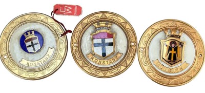 Auktion 361<br>3x Autofahrer Plaketten, 2x Konstanz, 1x München, D-5,2 cm, emaillierte Waqppen [1]