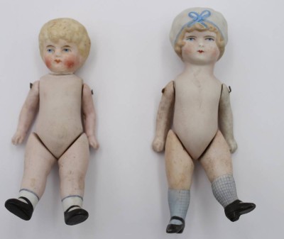 Auktion 361<br>2 x kleine Bisque- Puppen , älter - ungemarkt . [1]