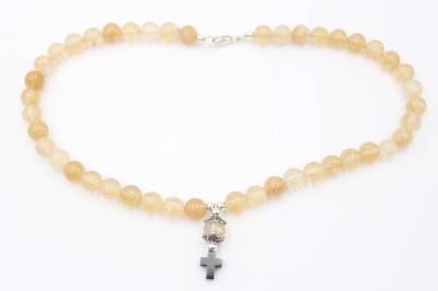 Auktion 361<br>Eine Citrin Kette mit Hämatit-Kreuz , [1]