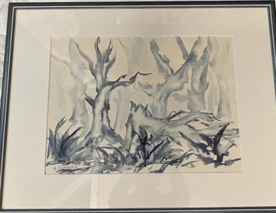 Auktion 361<br>Hans PAPENDIECK (1928-1993) abstrakte Gewächse,  Aquarell, gut ger/Glas, RG 63x51 cm [1]