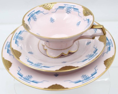 Auktion 361<br>Sammelgedeck Haviland - Art Deco - Rosa-Blau . [1]