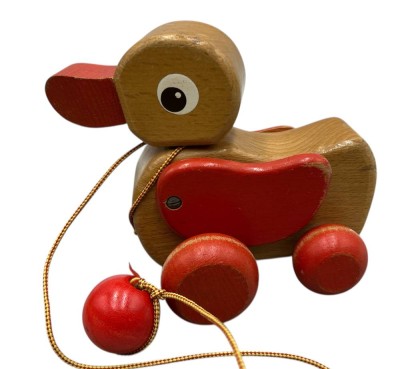 Auktion 361<br>Holz-Nachzieh-Wackel-Ente, 14x15 cm [1]
