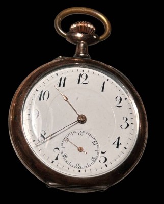Auktion <br>mechan. HTU  in Silbergehäuse-800-, verso Ziermonogramm, Werk läuft, sehr guter Zustand, D-5 cm, 72,9 gr [1]