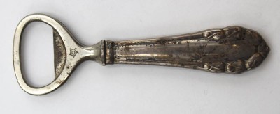 Auktion <br>Flaschenöffner, Silbergriff, Dänemark, älter, Gebrauchsspuren, L-11cm [1]
