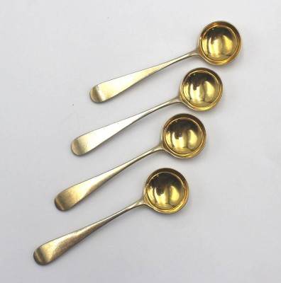 Auktion 362<br>4x kl. Gewürzlöffel, versilbert und teilw. vergoldet, ca. L-8cm [1]