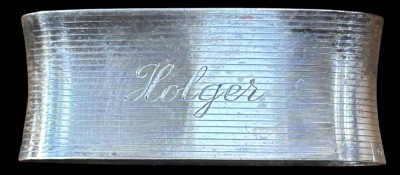 Auktion <br>schwerer Silber-835- Serviettenring, Gravur 