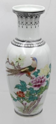 Auktion 362<br>Vase, China, Vogel-u. Blumendekor, rote Marke, ca. H-25,5cm [1]