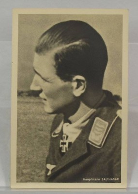 Auktion 339<br>Propaganda-Postkarte, 3. Reich, Ritterkreuzträger Hauptmann Balthasar, ungelaufen [1]