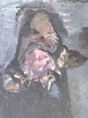 Auktion 362<br>gr. anonymes abstraktes Ölgemälde auf Hatzfaser, 101x77  cm (Sperrgut) [1]