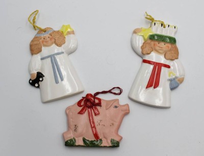 Auktion 362<br>3x Weihnachtsschmuck, Goebel, Entw. Lisa Larson, ca. L-8,5cm [1]