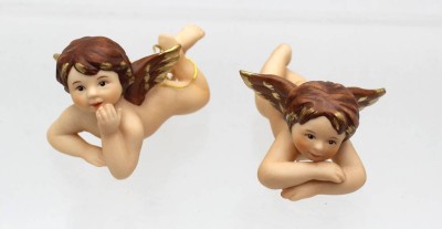 Auktion 362<br>Weihnachtsschmuck, Paar liegende Enge, Goebel, ca. L-7,5cm [1]