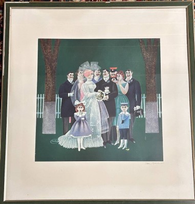 Auktion <br>Jan Balet (1913 - 2009) Die Hochzeit, Lithografie, signiert, ger/Glas, RG 59x54 cm [1]