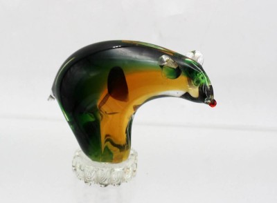 Auktion 362<br>Bär auf Stand, Murano, 70/80er Jahre, 4farbig, orig. Etikett, ca. H-10,5cm [1]
