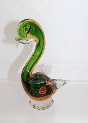 Auktion 362<br>Ente, Murano, 3farbig, orig. Etikett, 70/80er Jahre, ca. H-18,5cm [1]