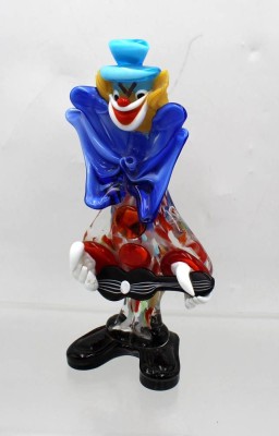 Auktion 362<br>Clown mit Gitarre, Murano, mehrfarbig, leider 1x Hand geklebt, ca. H-25cm [1]