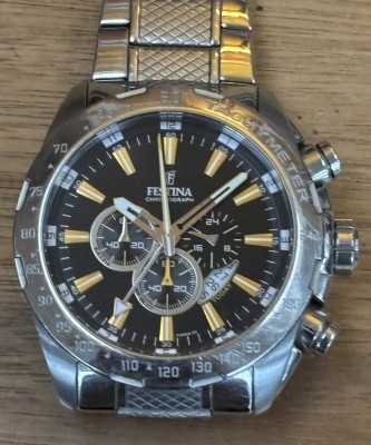 Auktion 362<br>Festina Chronograph F16488, Edelstahl, 44MM, Quarzuhr, orig.  Stahlband mit Faltschließe,NG [1]
