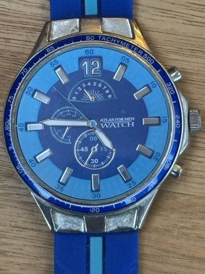 Auktion 362<br>Atlas for Men Watch Edelstahl, quartz mit Kautschuk Band, guter Zustand, NG [1]
