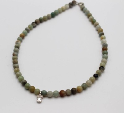 Auktion 362<br>Halskette, Jade, Silber-Anhänger und Schließe, ca. L-38cm [1]