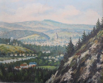 Auktion 362<br>anonym, Blick in Tal, wohl auf Papier doubliert, gerahmt, RG 34 x 40cm [1]
