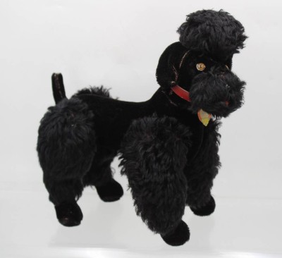 Auktion 362<br>gr. Pudel, Steiff, Snobby, Knopf und Schild, ca. H-33cm [1]