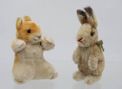 Auktion 362<br>2x ältere Steiff-Tiere, Hamster und Hase, je in bespielter Erhaltung, ca. H-11cm [1]