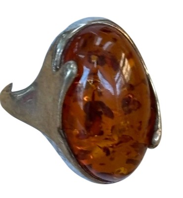 Auktion 362<br>Silberring-925- mit Bernstein, RG 53, 4,7 gr [1]