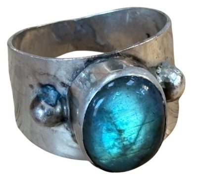 Auktion 362<br>Silberring-925- mit blauen Labradorit, RG 59, 6 gr [1]
