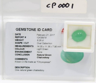 Auktion 362<br>Chalzedon-Cabochon, 8,2ct, anbei Zertifikat [1]