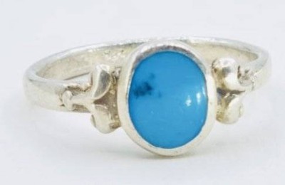 Auktion 362<br>Ring mit einem Türkis, 925er Silber, RG 57,  3,1 gr. [1]