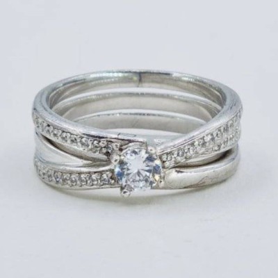 Auktion 362<br>TC Ring, mit weißen Steinen, 925er Silber, RG 56, 6,5 gr. [1]