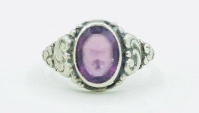 Auktion 362<br>Ring mit einem violetten Stein, 835er Silber, RG 58, 4,4 gr. Stein zerkratzt [1]