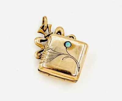 Auktion 362<br>Jugendstil Anhänger mit Opal, L-3,5cm [1]