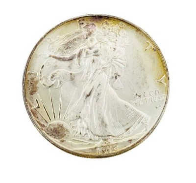 Auktion 362<br>1 OZ Feinsilber 999 , One Dollar 1992, United States of America, 31,4 gr. [1]