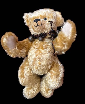 Auktion <br>Teddy, blond, mit Glöckchen, H-32 cm [1]
