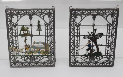 Auktion <br>2x kl, Bleiverglasungen, je ca. 20 x 15cm [1]