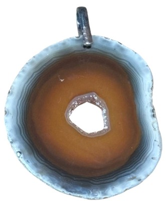 Auktion 362<br>Anhänger mit Achat Scheibe, Silbermontur-830-, 4,5x4 cm [1]