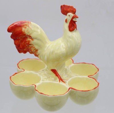 Auktion 362<br>Eierteller, Max Roesler, mittig stehender Hahn ,Nr. 4567 um 1920, D-14cm H-13,8cm [1]