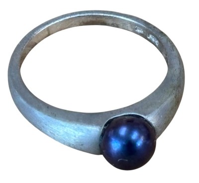 Auktion 362<br>Silberring-925- mit blau-violetter Perle, RG 60 [1]