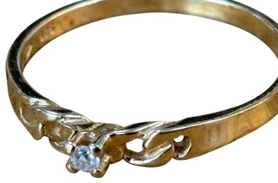 Auktion 362<br>Silberring-925- vergoldet, kl. hellblauer Stein, RG 66, 2,1 gr. [1]