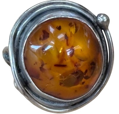 Auktion 362<br>Silberring-925- mit Bernstein-Cabouchon, RG 54, 5,5 gr [1]