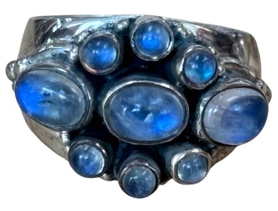 Auktion 362<br>Silberring-925- mit Regenbogen-Mondstein, RG 60, 10,9 gr [1]