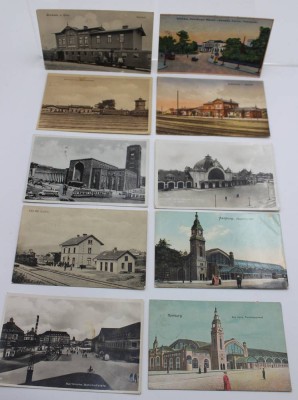 Auktion 362<br>10x div. Postkarten um 1900, Bahnhöfe, alle gelaufen [1]