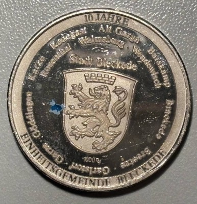 Auktion 362<br>Silbermedaille-1000- 775 Jahre Stadt Bleckede, 10,9 gr, D-3 cm [1]