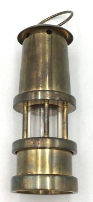 Auktion 362<br>kl. Karbid Bergmannslampe, massiv Messing, H-17 cm [1]