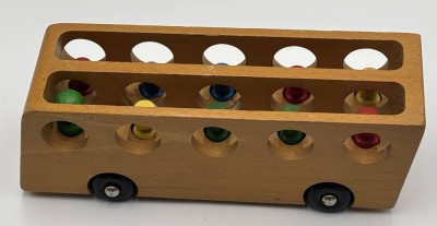 Auktion 362<br>Vintage  Antonio Vitali Reisebus. aus Holz für Ravensburger,  Holzspielzeug, Bus L-25 cm, 8,5x8 cm [1]