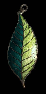 Auktion 362<br>Silber-925- Anhänger, Blatt, emailliert, H-6 cm, 5,4 gr [1]